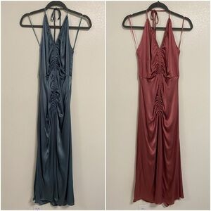 ASTR the Label Dress Women’s Large Steel Blue/Maeve Toledo Riches Halter Dress